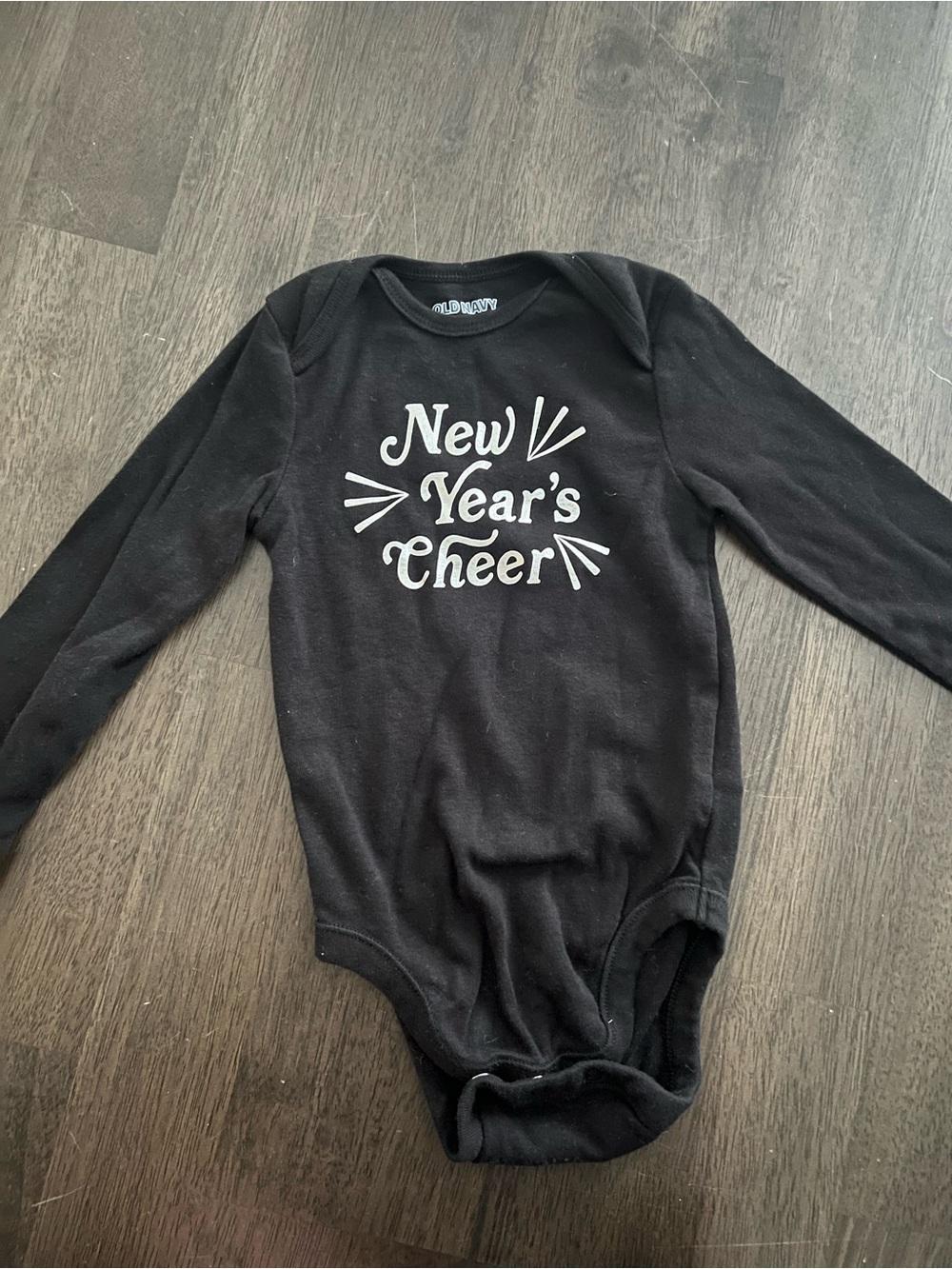Old Navy Black "New Year's Cheer" Baby One-Piece Bodysuit
